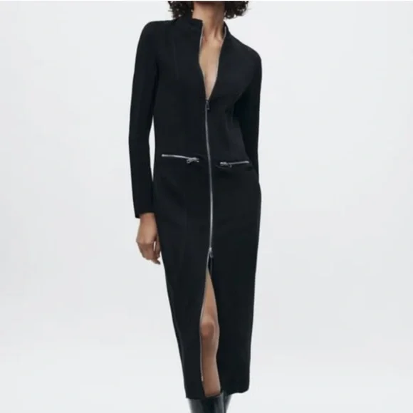 midi dress zw collection CONTRAST MIDI DRESS ZW COLLECTION